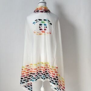CHANEL Logo CC Paintbrush Colorama Print Pareo / Stole / Shawl / Wrap / Scarf